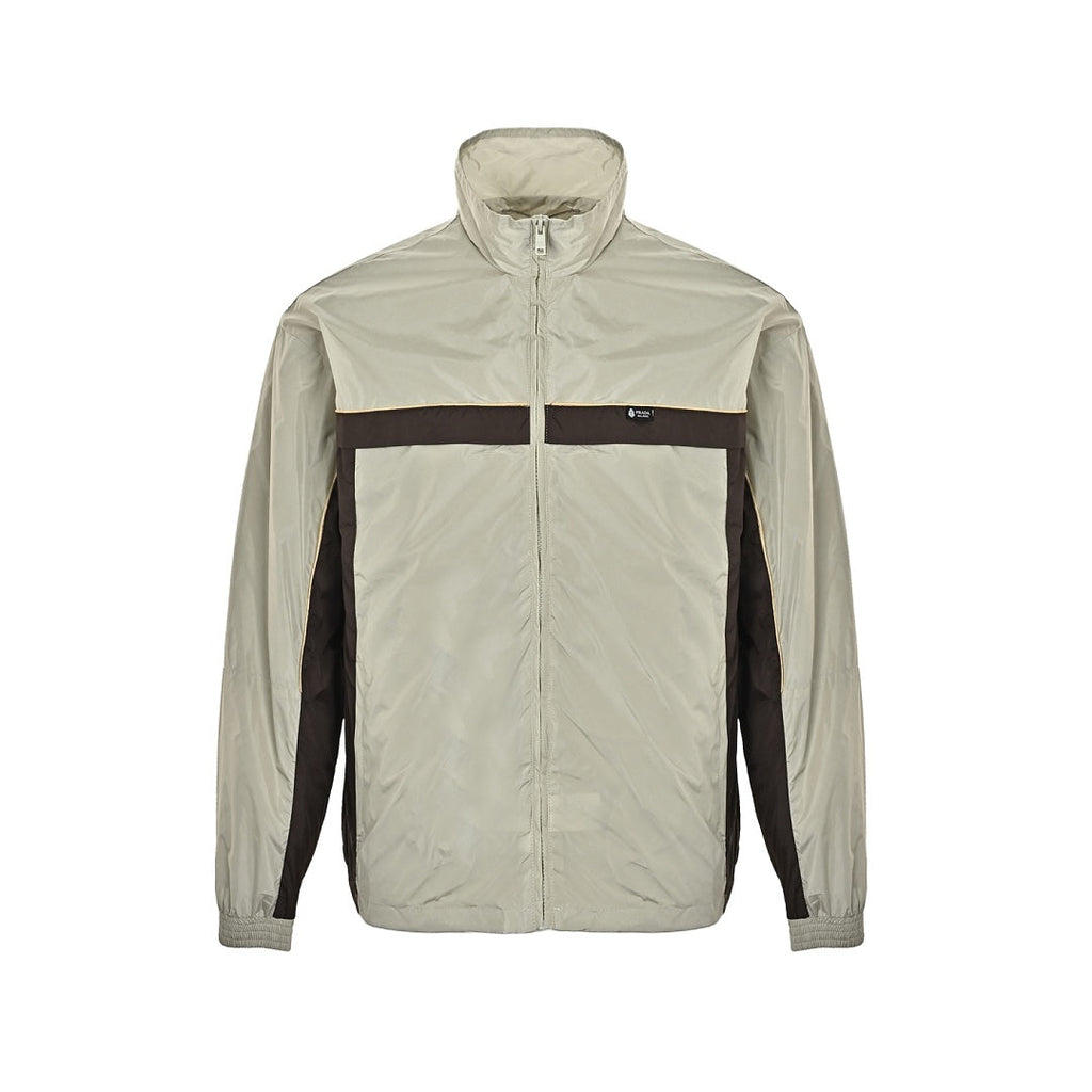Prada Contrast-Panel Zip Jacket — Light Grey