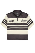 Yazan Black/Cream Crop Boxy Polo Shirt - image 1