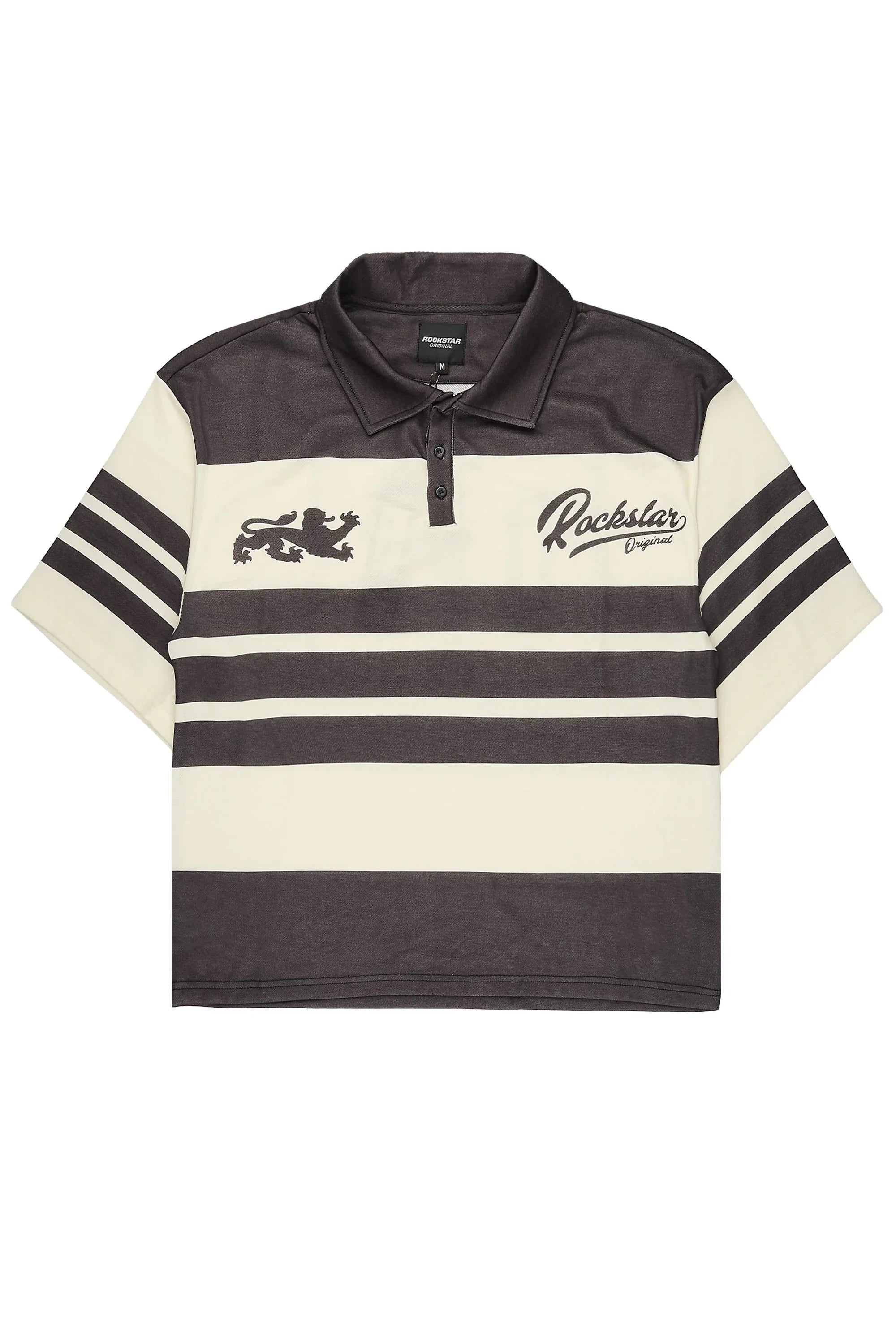 Yazan Black/Cream Crop Boxy Polo Shirt - image 1