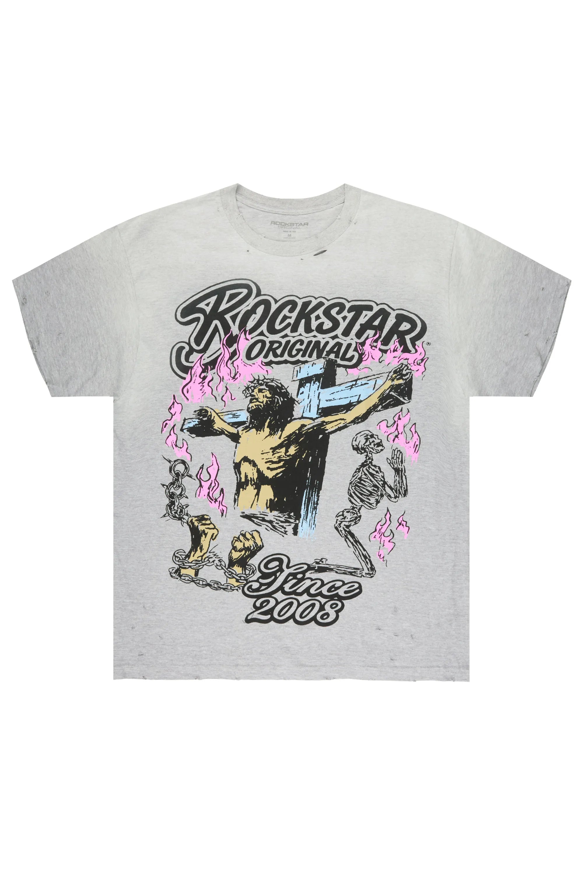 Kyren Heather Grey Oversized Graphic T-Shirt - image 1