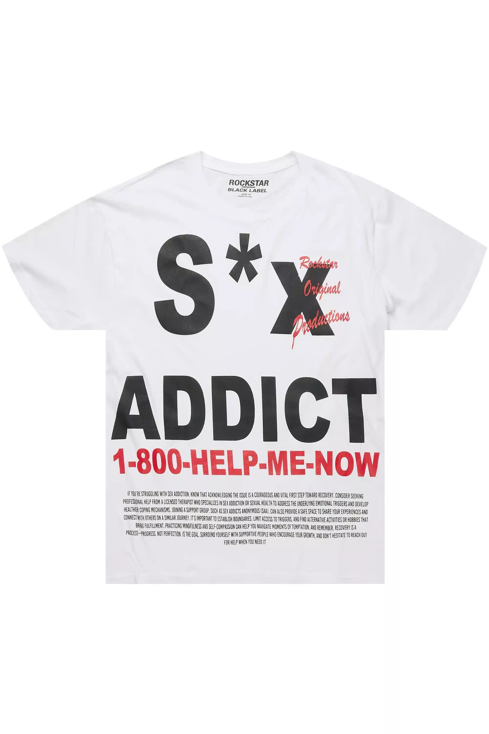 Addict White Graphic T-Shirt - image 1