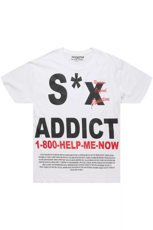 Addict White Graphic T-Shirt - image 1