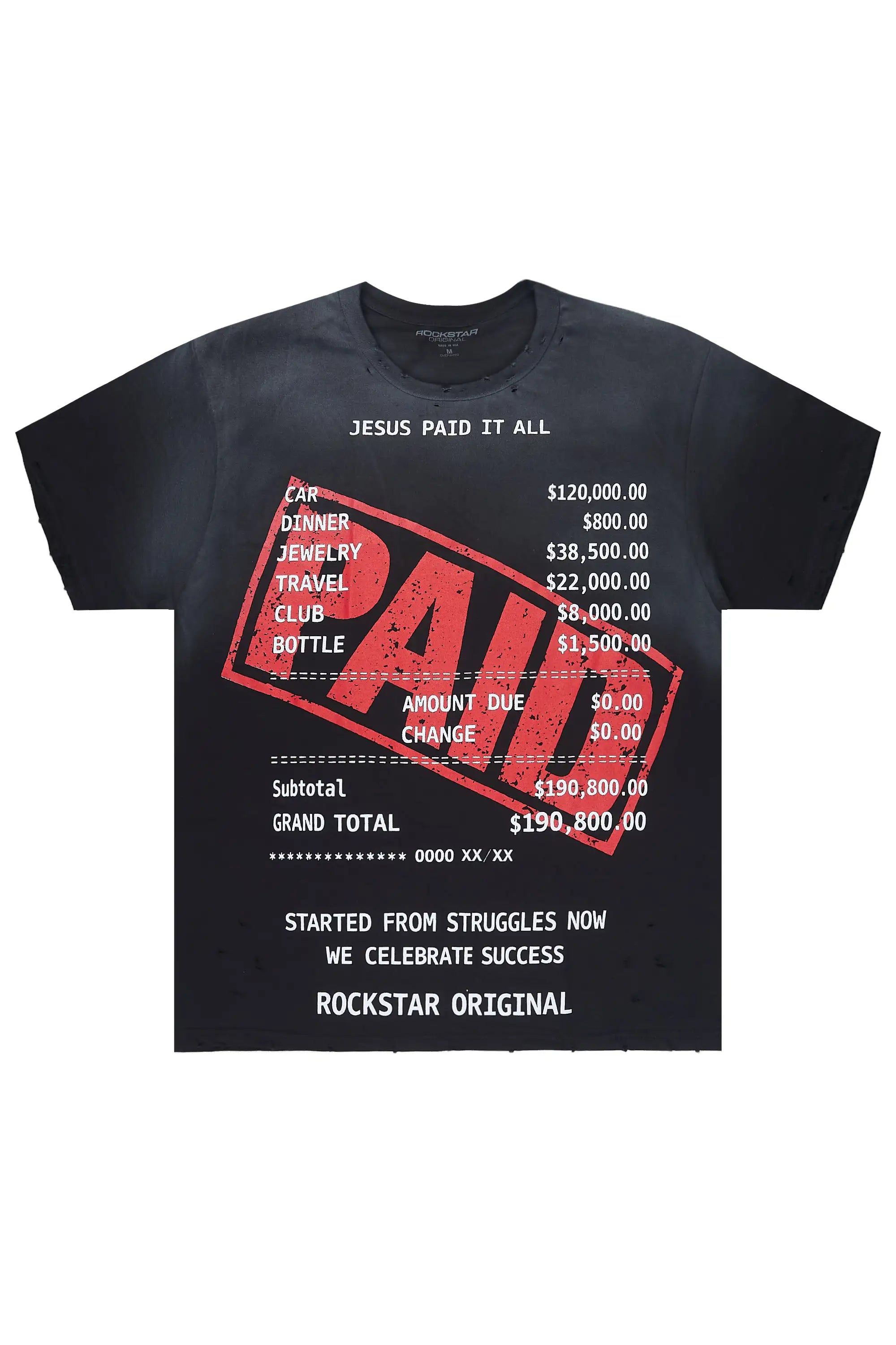 Paid Black Oversized Graphic T-Shirt - image 1