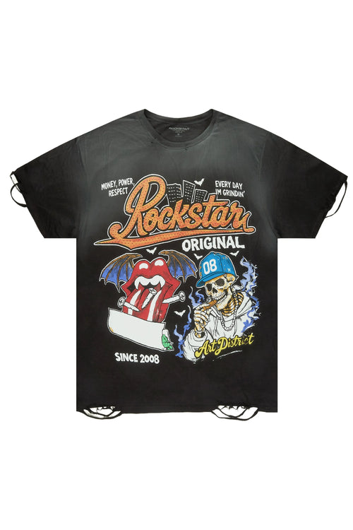 Batts Black Oversized Graphic T-Shirt - image 1