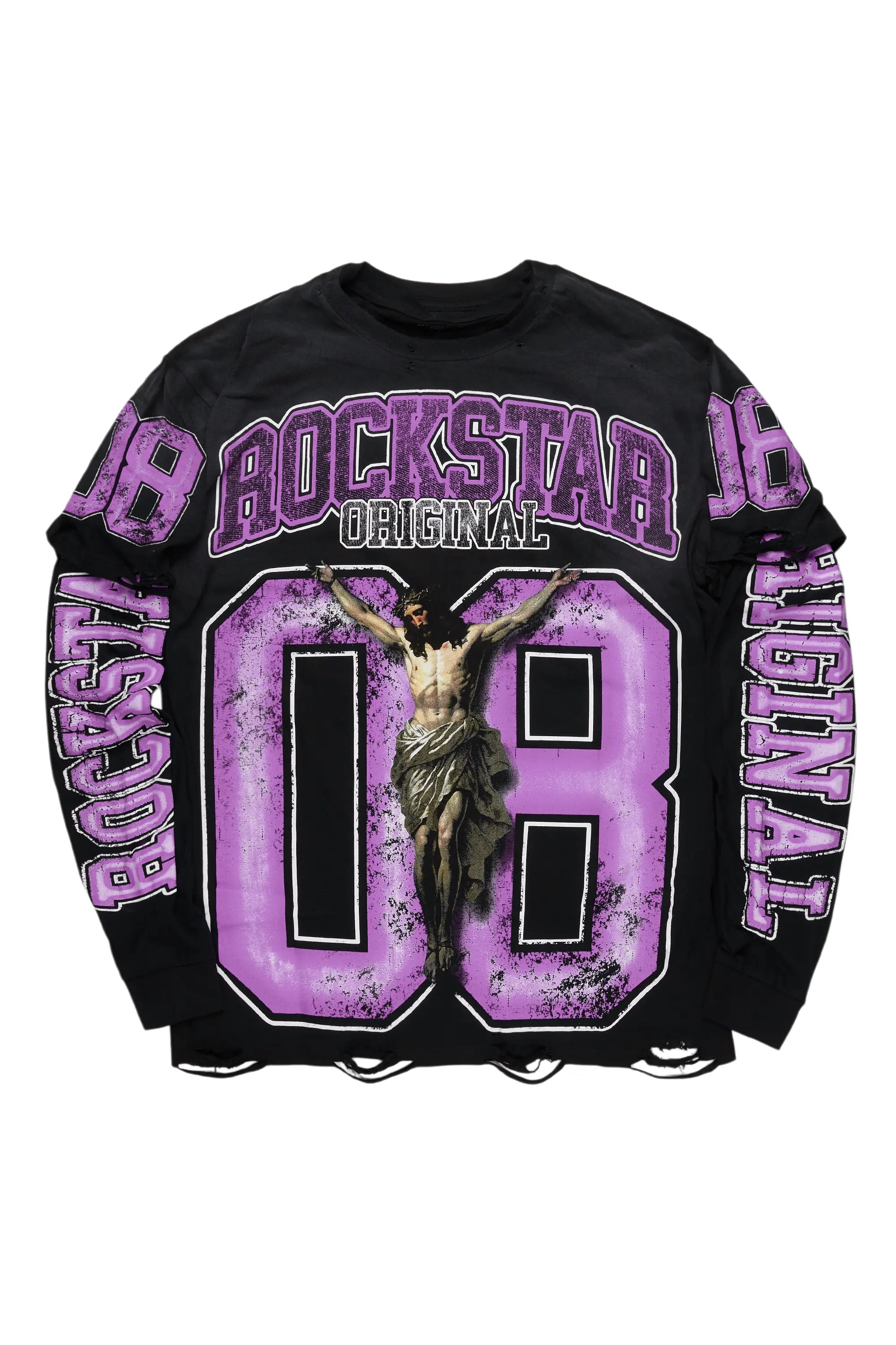 Fields Black/Purple Double Layer Long Sleeve Graphic T-Shirt - image 1