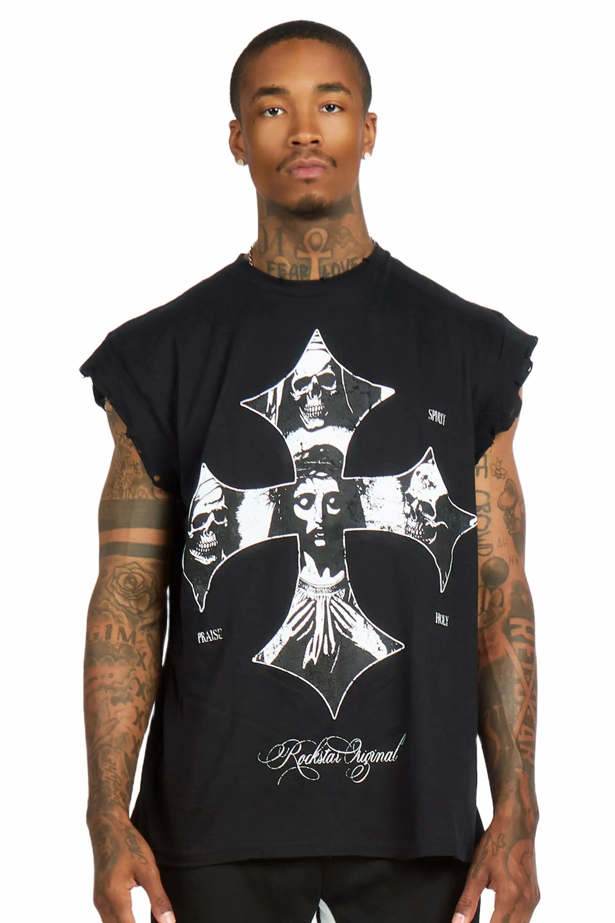 Lorzen Black Cut Off Tee - image 2