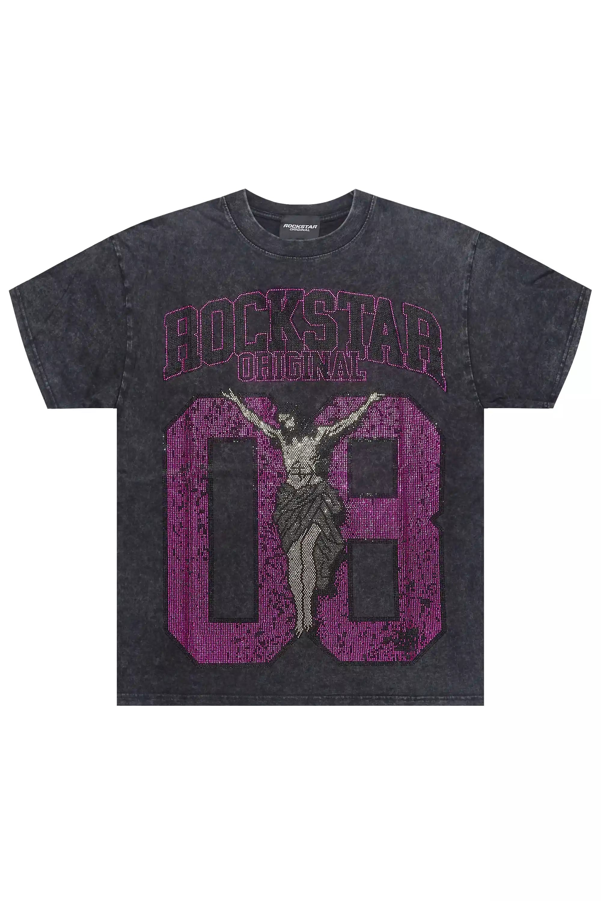 Field 2.0 Black/Pink Graphic Rhinestone T-Shirt - image 1
