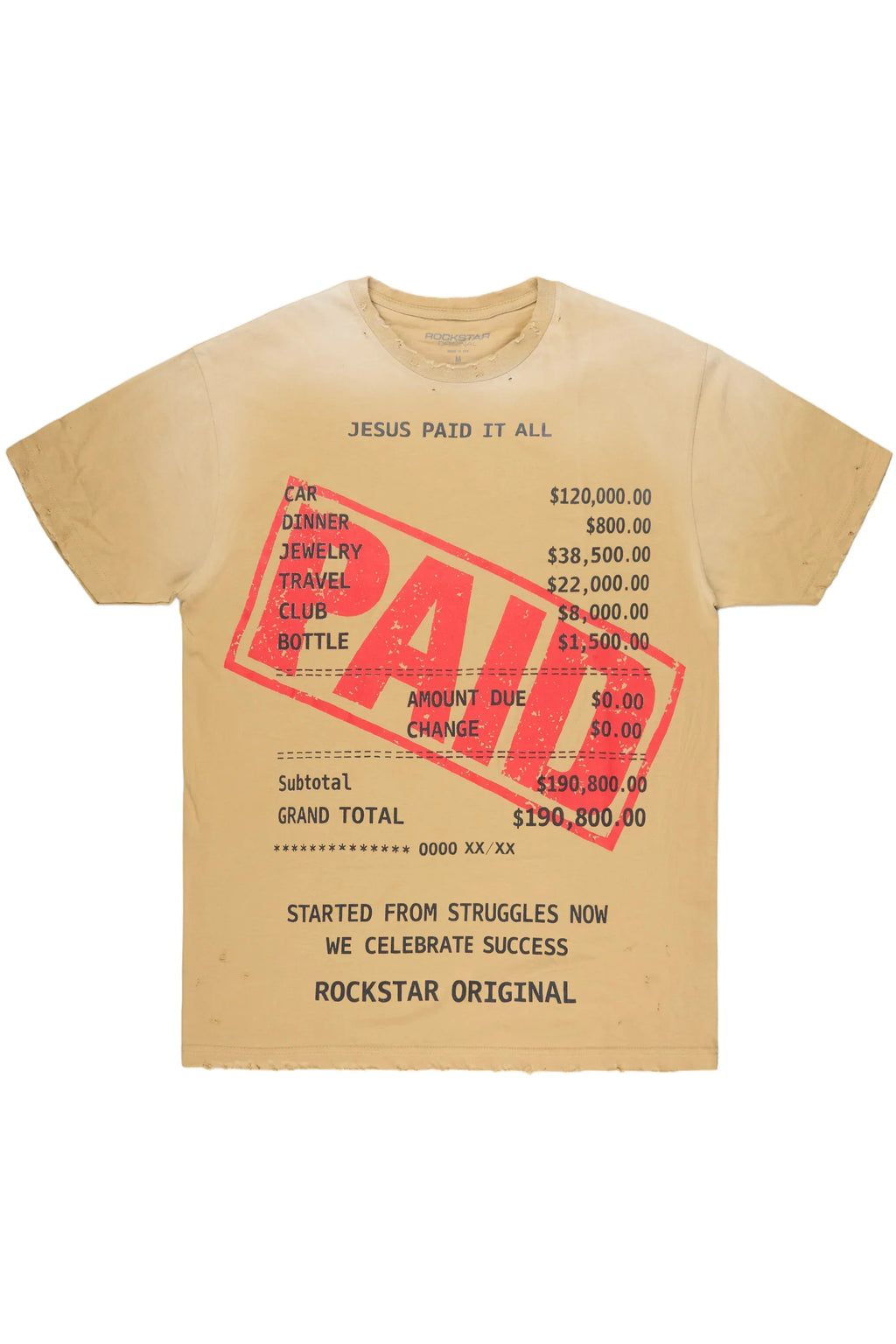 Paid Beige Oversized Graphic T-Shirt - image 1