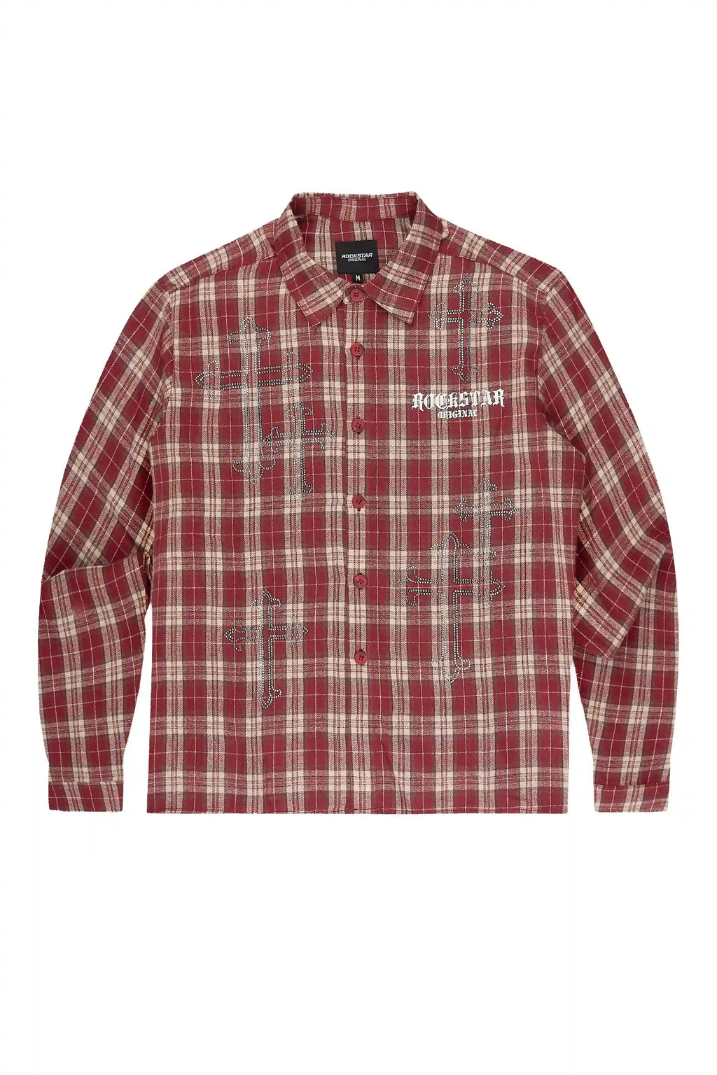 Poldi Red Rhinestone Flannel Long Sleeve Shirt - image 1