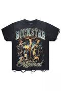 Waller Black Distressed Oversized Graphic T-Shirt - image 1
