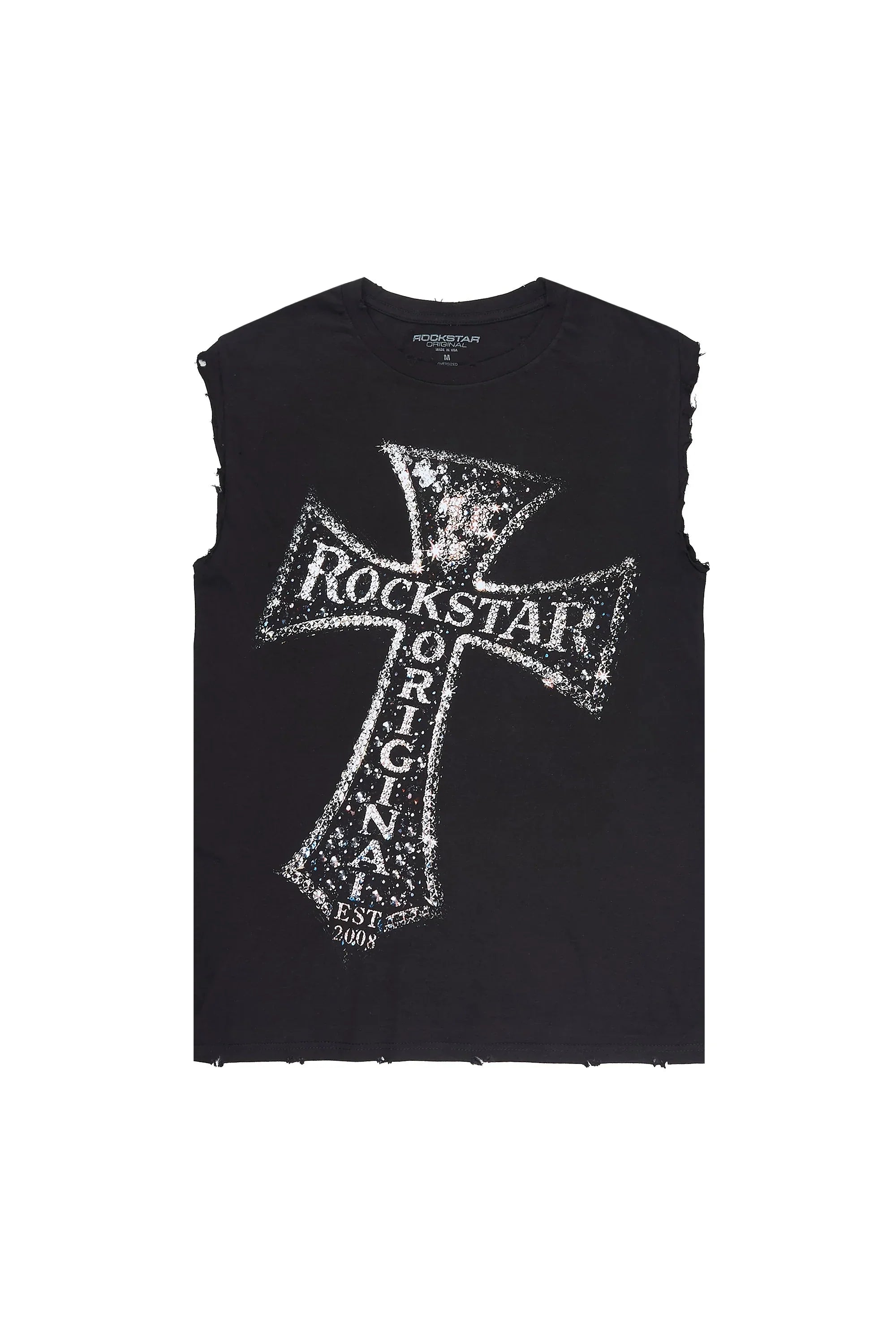 Chazen Black Oversized Cut Off T-Shirt - image 1