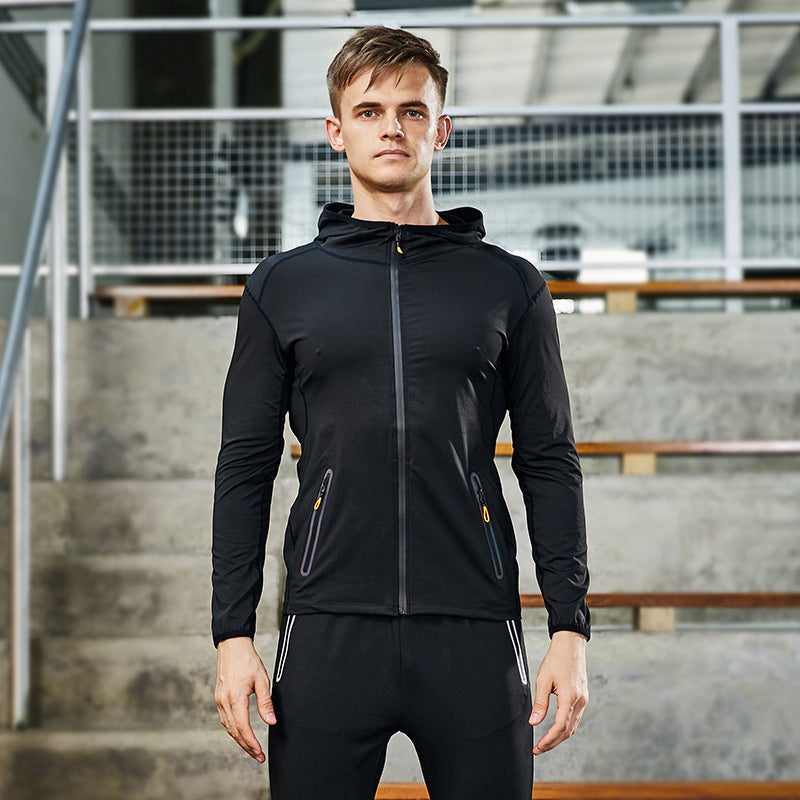 New Men's Fitness Apparel Quick-Drying Long-Sleeved Pants Tight-Fitting Elastic Sports Suit Two-piece Set