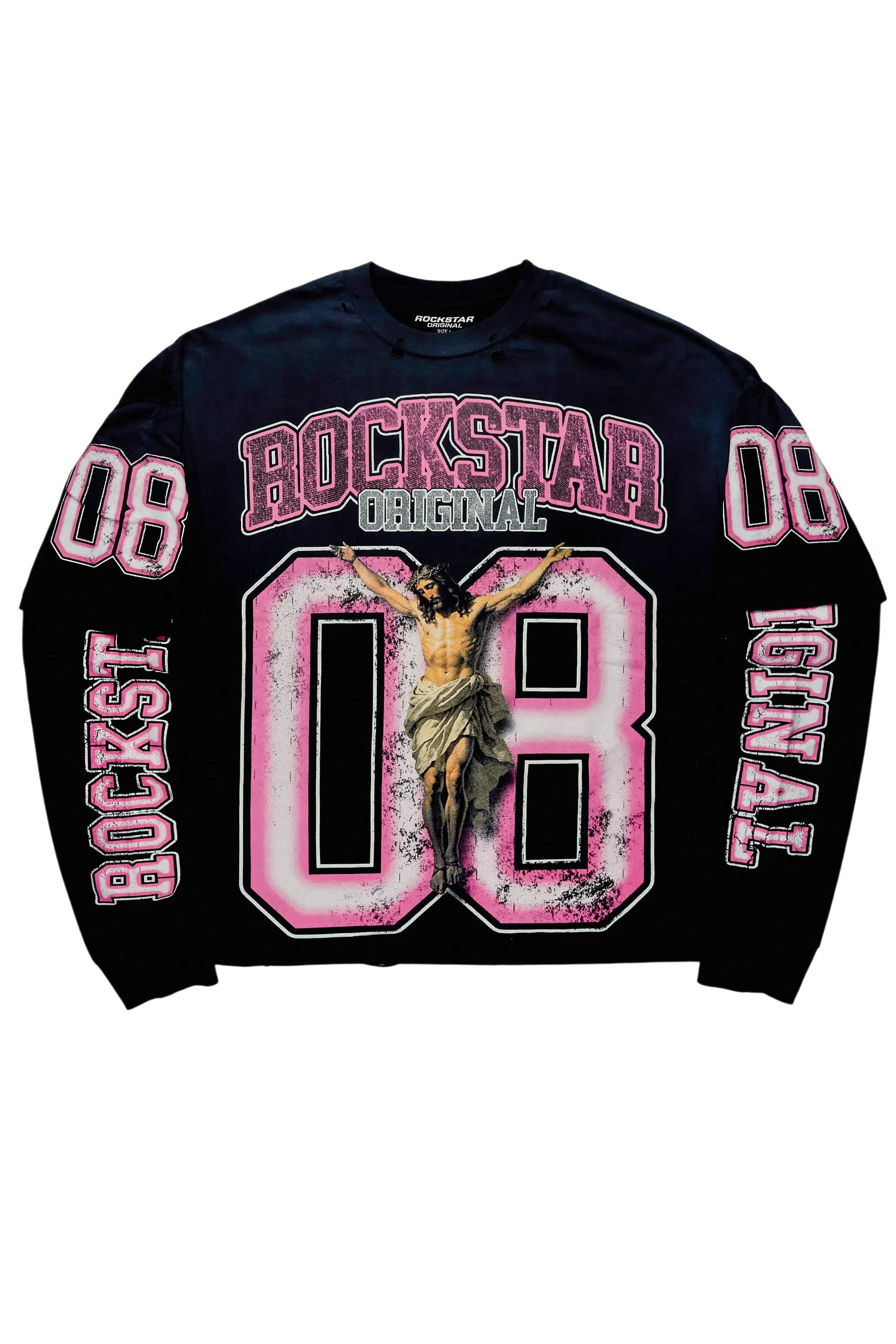 Fields Black/Pink Double Layer Long Sleeve Graphic T-Shirt - image 1