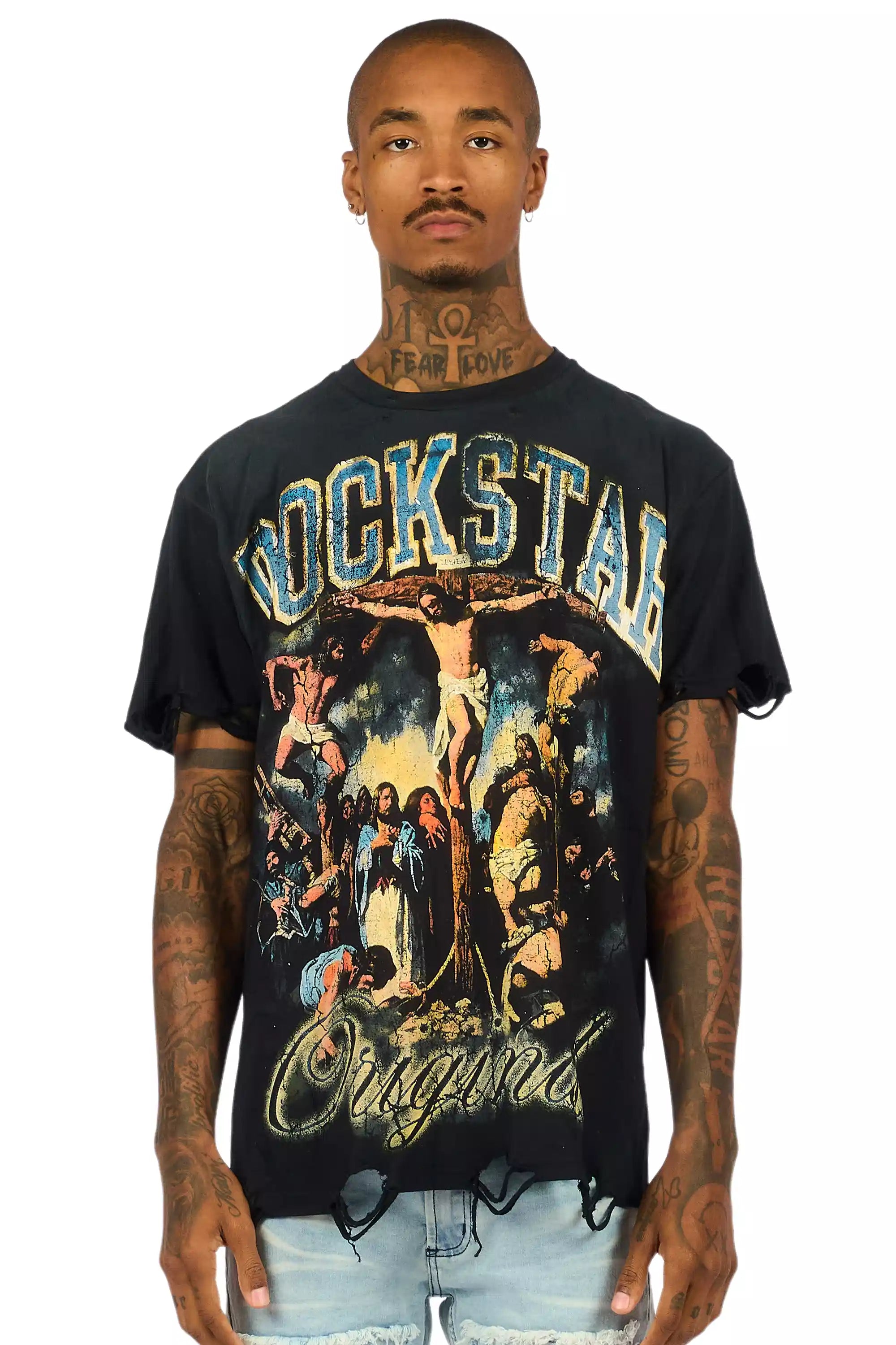 Waller Black Distressed Oversized Graphic T-Shirt - image 2