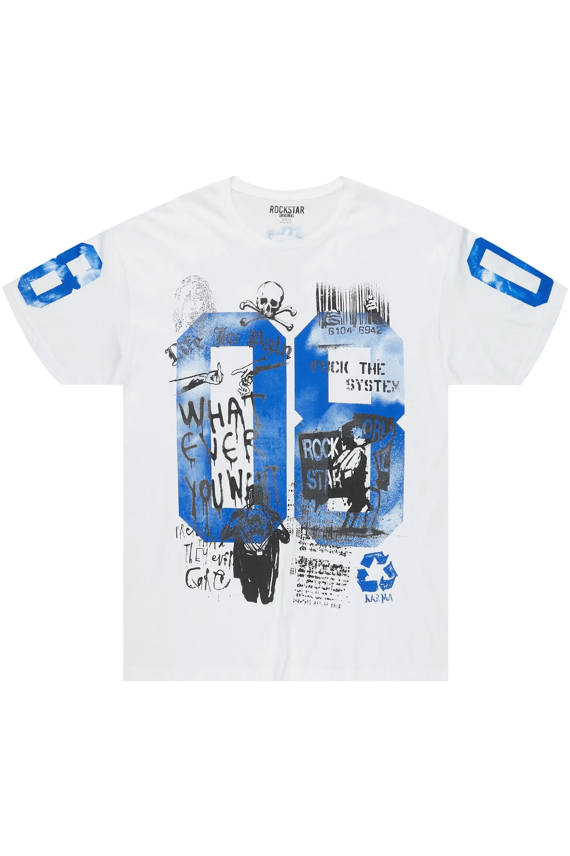 Grill 2.0 White/Blue Oversized Graphic T-Shirt - image 1