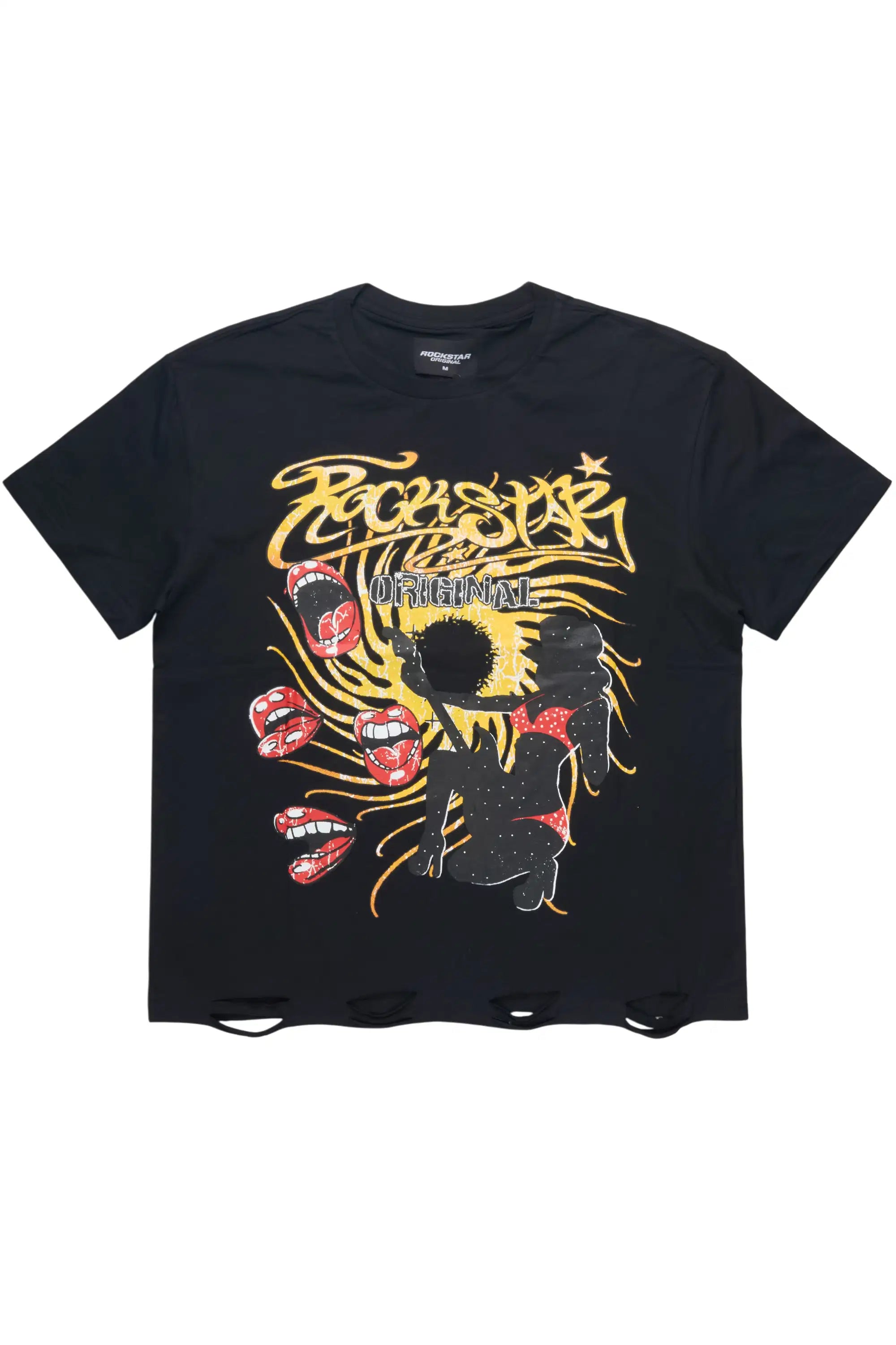 Rock N Roll Black Oversized Graphic T-Shirt - image 1