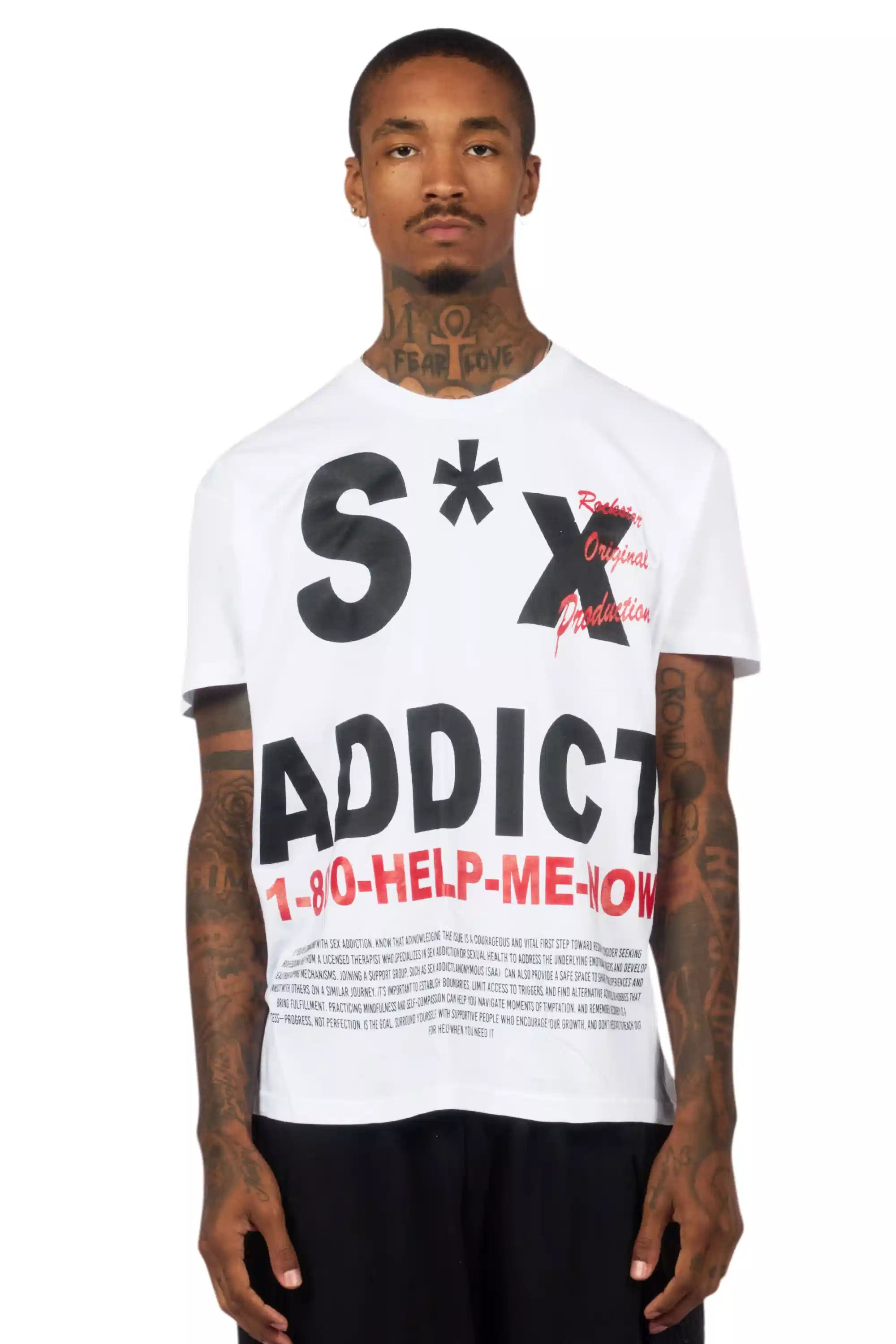 Addict White Graphic T-Shirt - image 2