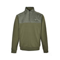 Prada Contrast-Yoke Quarter-Zip Pullover — Olive