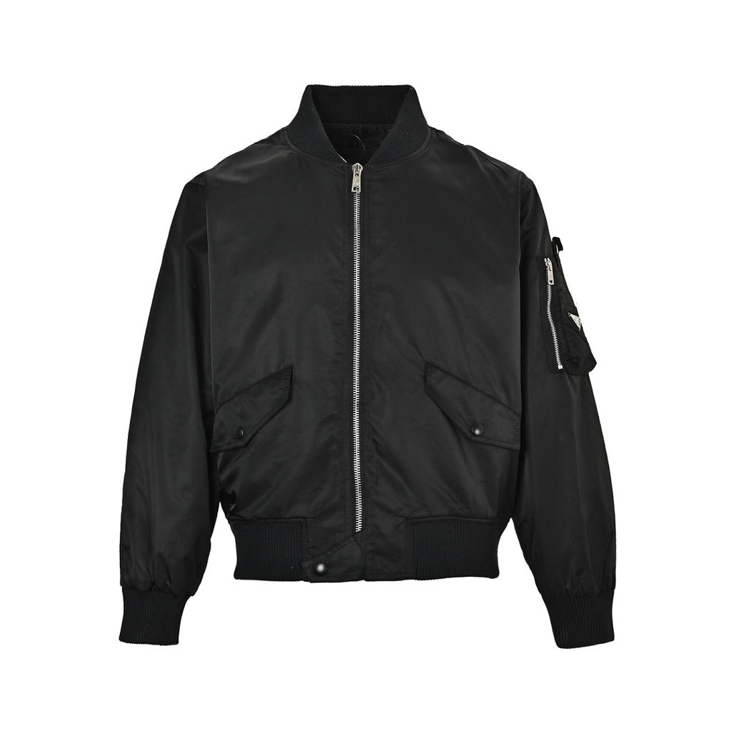 Prada Utility Bomber Jacket with Triangle Logo — Black
