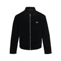 Prada Triangle Logo Stand-Collar Zip Jacket — Black