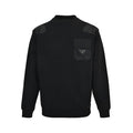 Prada Contrast-Pocket Crewneck Sweatshirt — Black