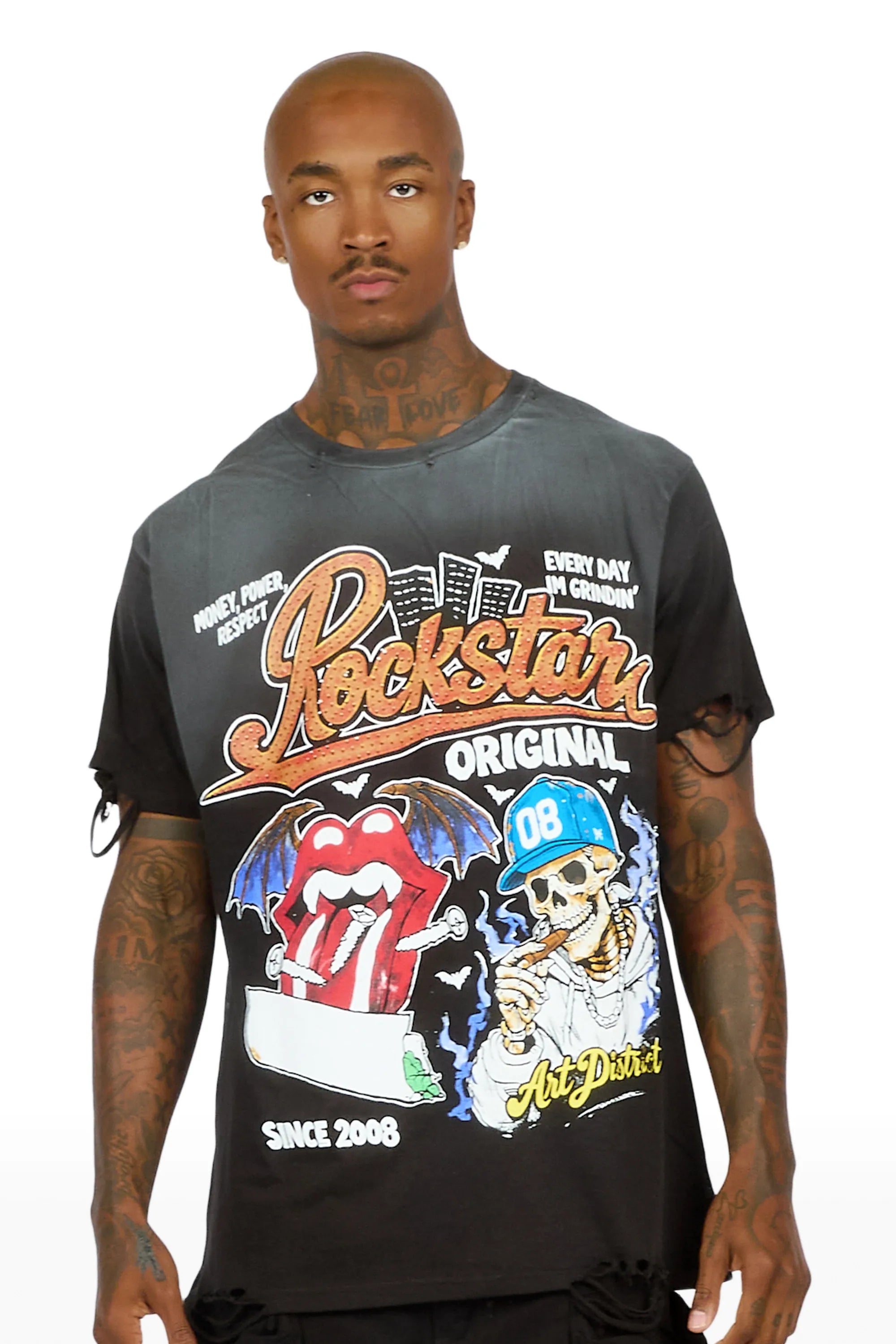 Batts Black Oversized Graphic T-Shirt - image 2
