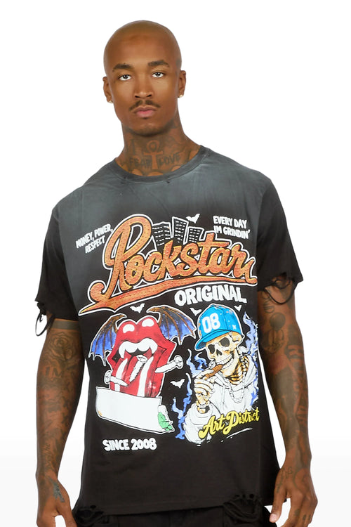 Batts Black Oversized Graphic T-Shirt - image 2