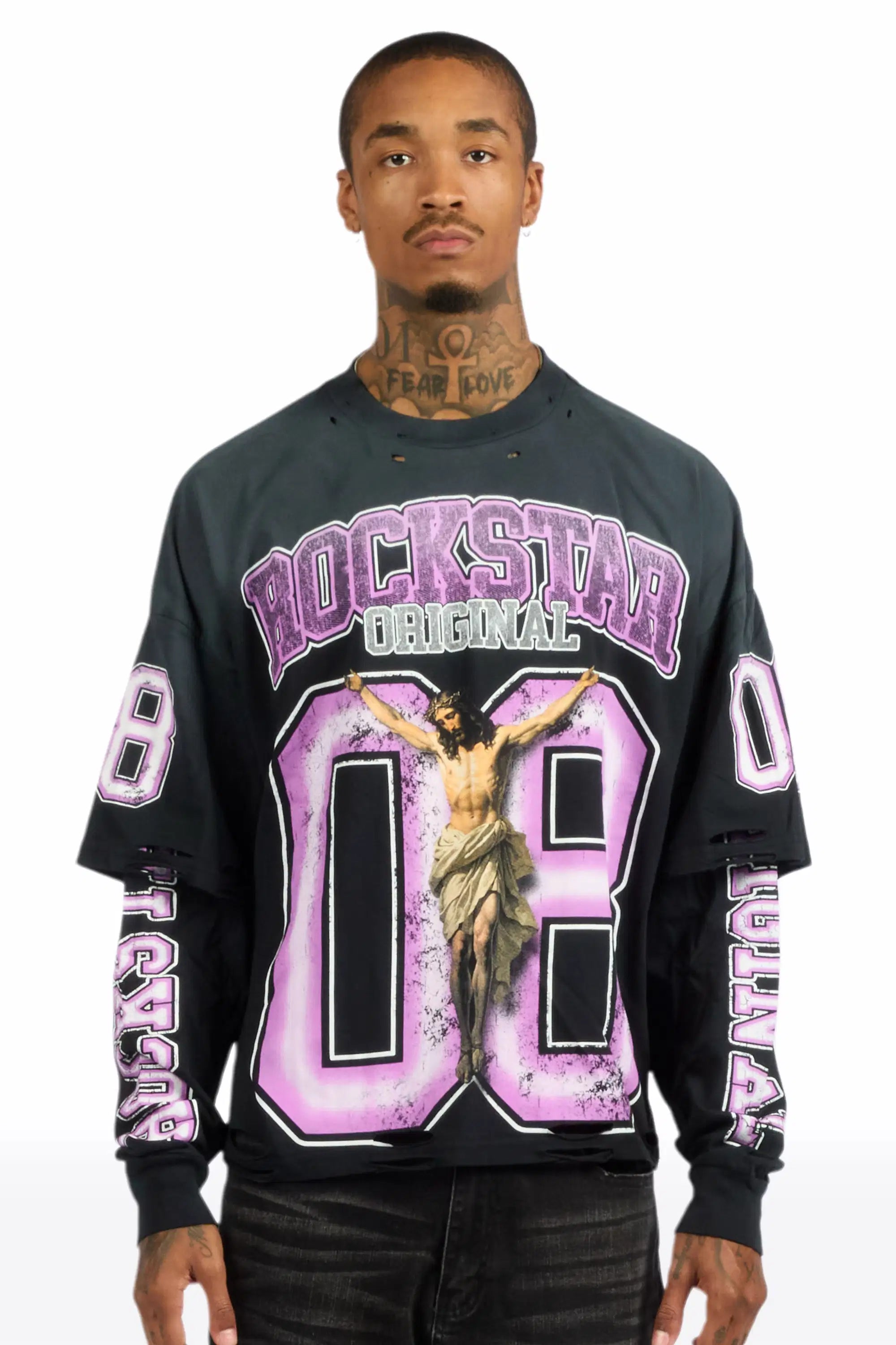 Fields Black/Purple Double Layer Long Sleeve Graphic T-Shirt - image 2