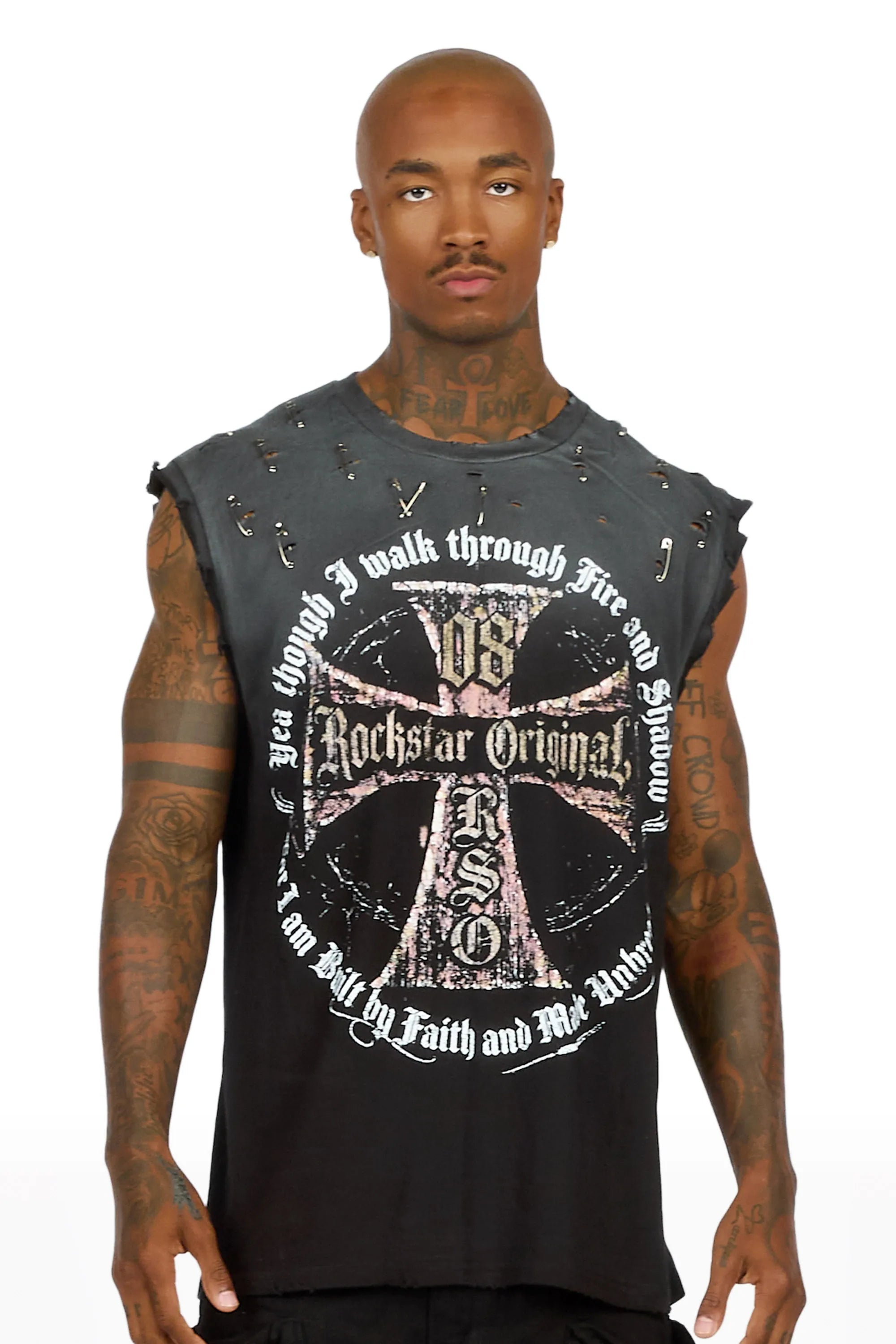 Coppin Black Oversized Cut Off T-Shirt - image 2