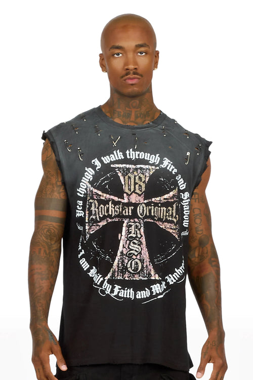 Coppin Black Oversized Cut Off T-Shirt - image 2