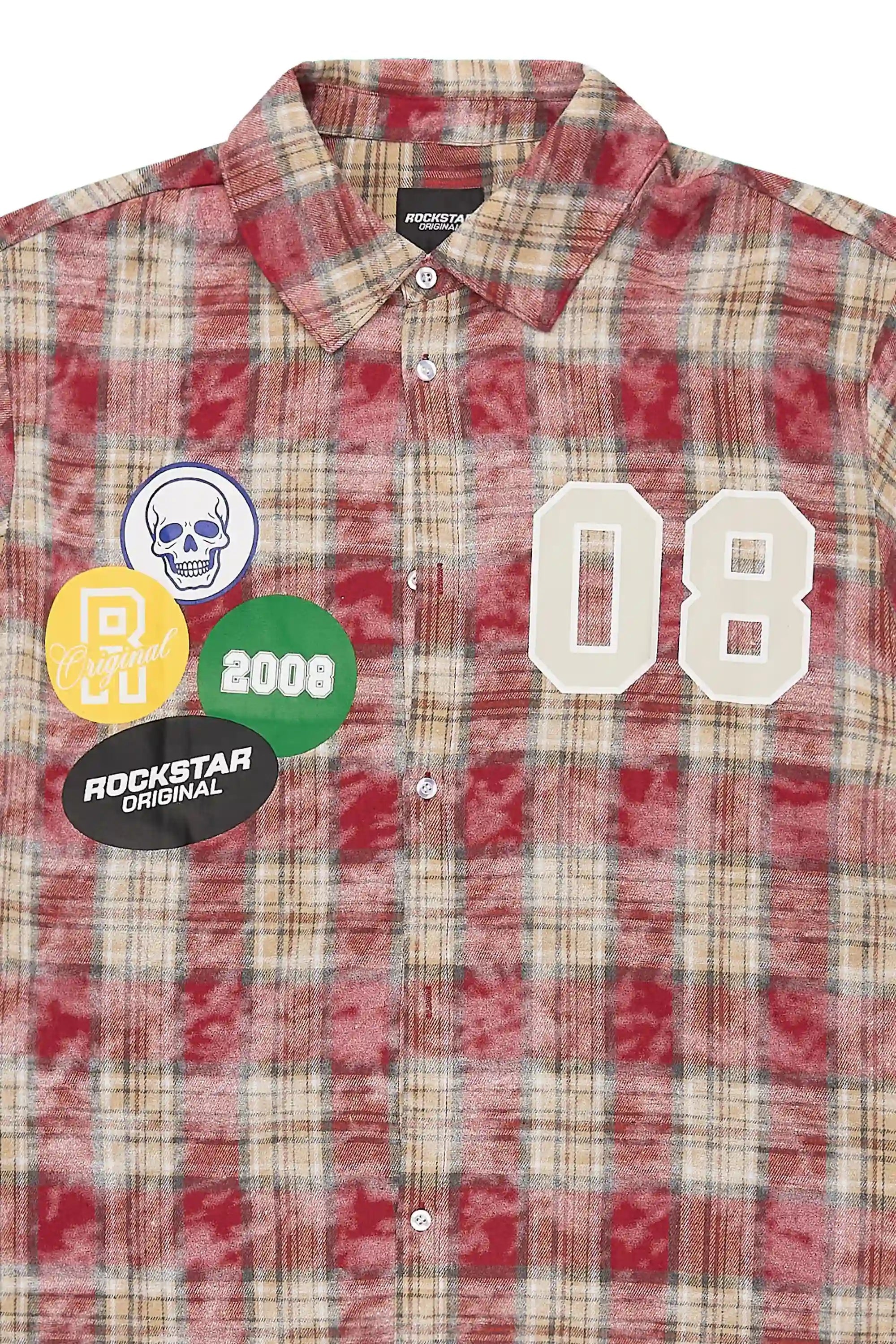 Emre Red Flannel Short Sleeve Shirt - image 10