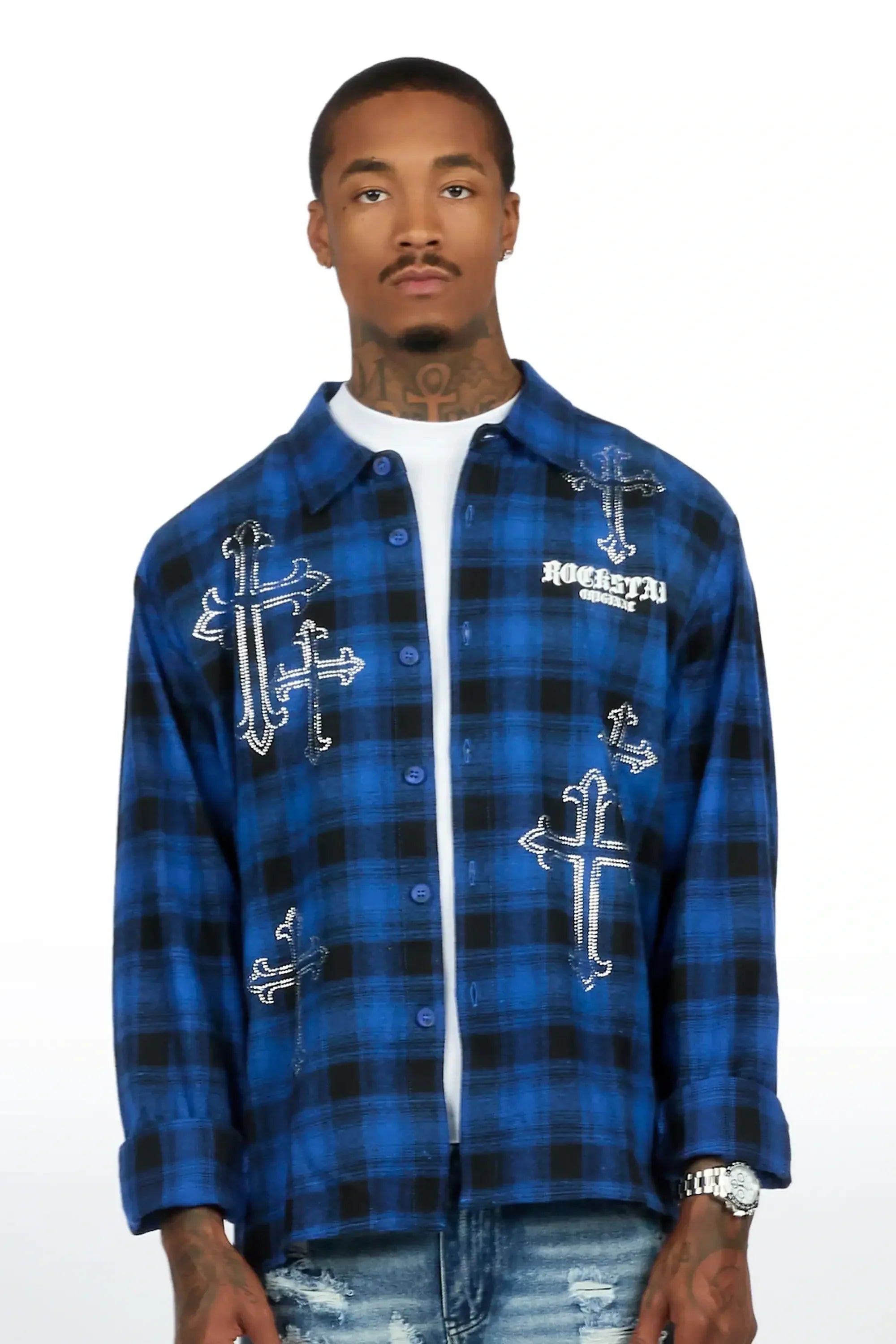 Poldi Royal Rhinestone Flannel Long Sleeve Shirt - image 2