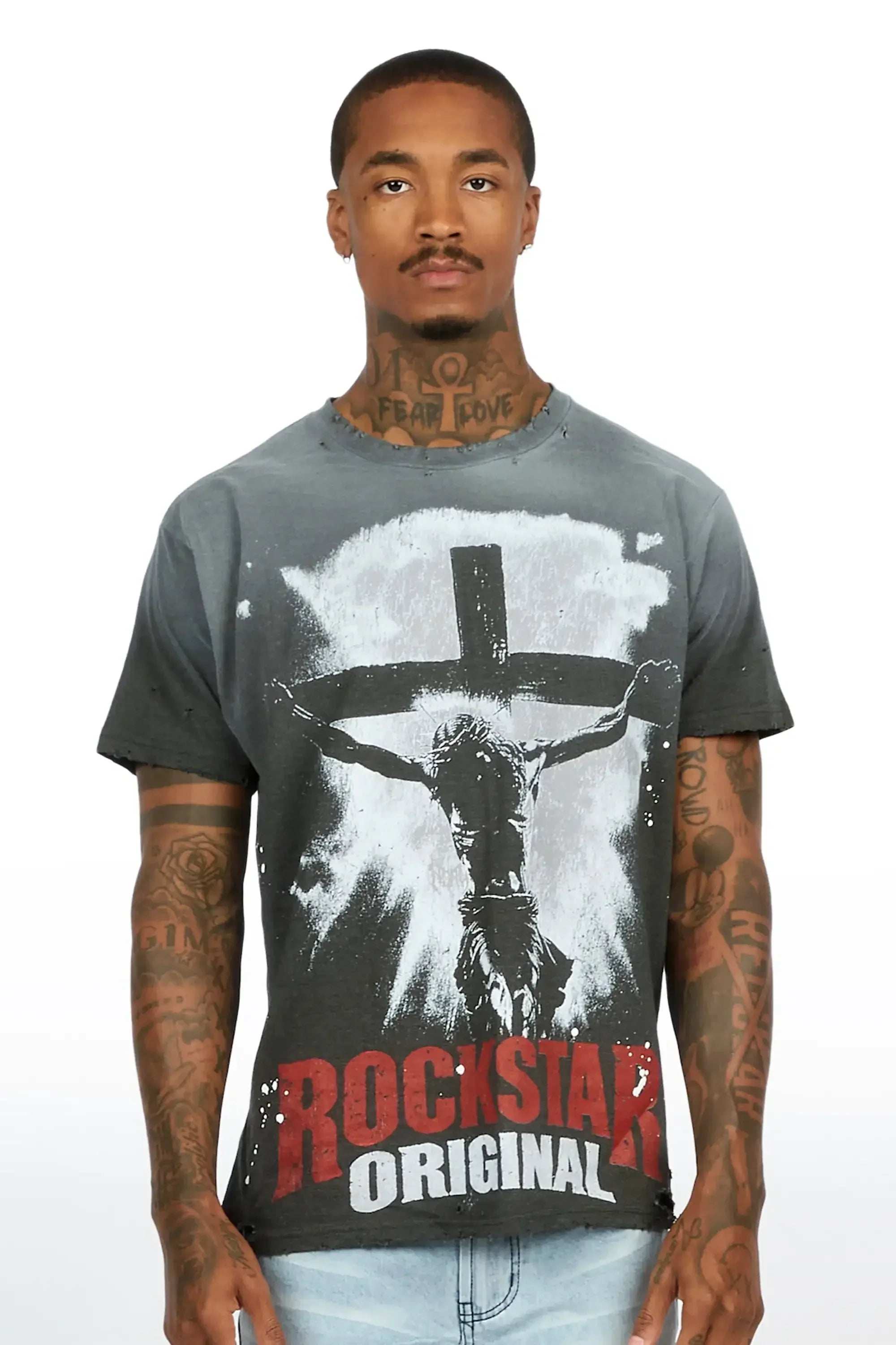 Wafers Charcoal Oversized Graphic T-Shirt - image 2