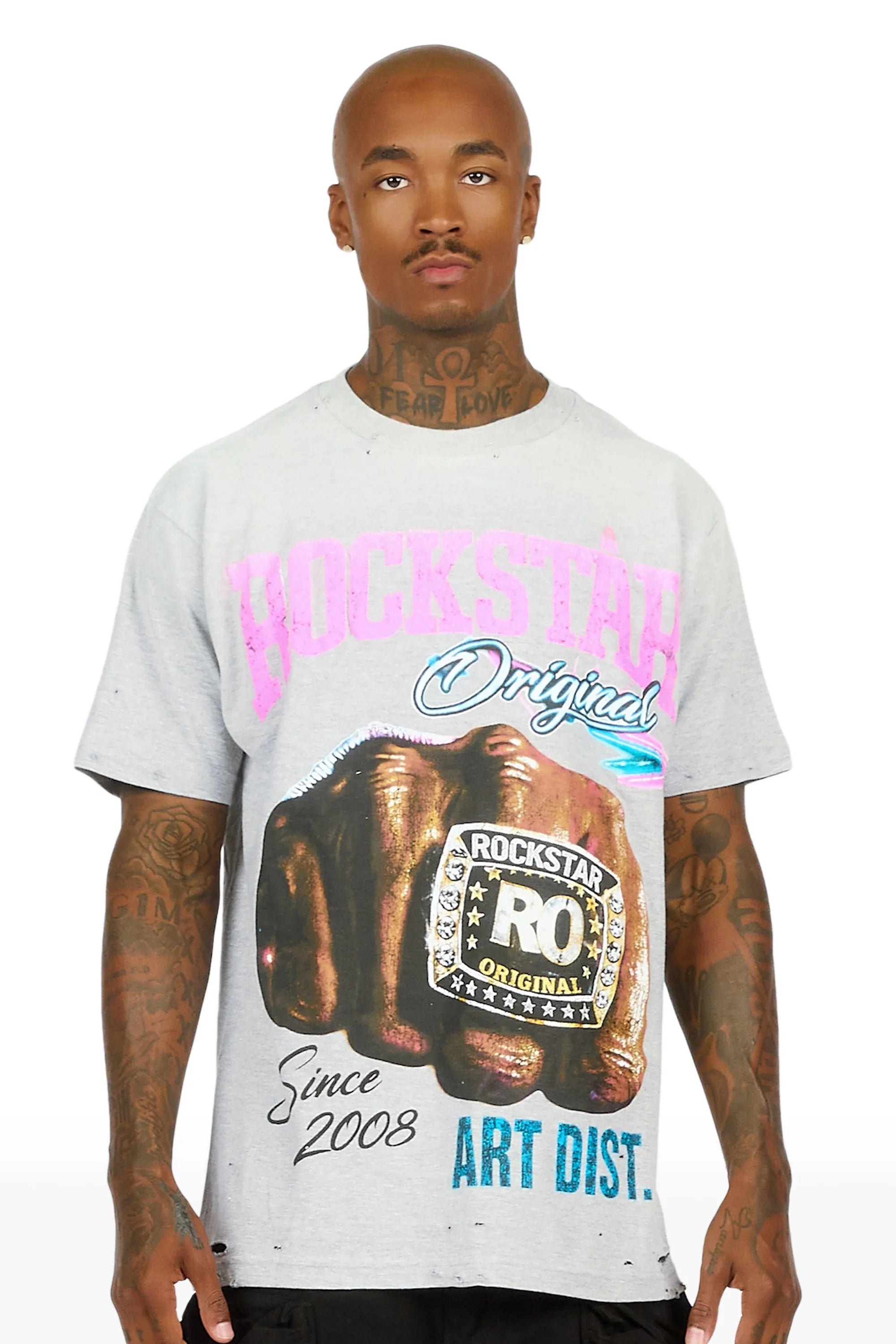 Dewayne Heather Grey Oversized Graphic T-Shirt - image 2