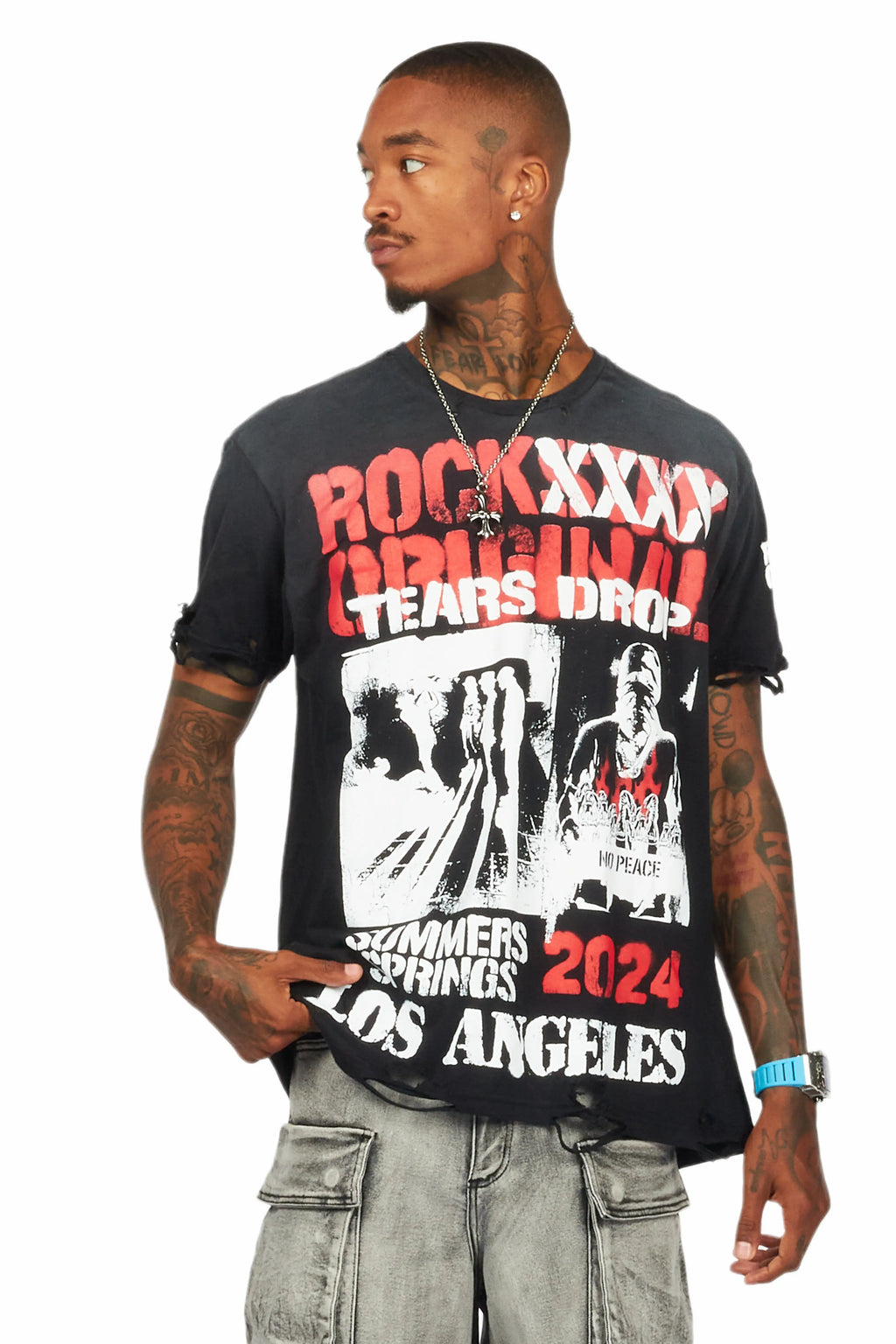 Omer Black Oversized Graphic T-Shirt - image 2