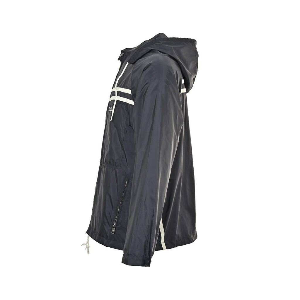 Prada Double-Stripe Hooded Zip Jacket — Black