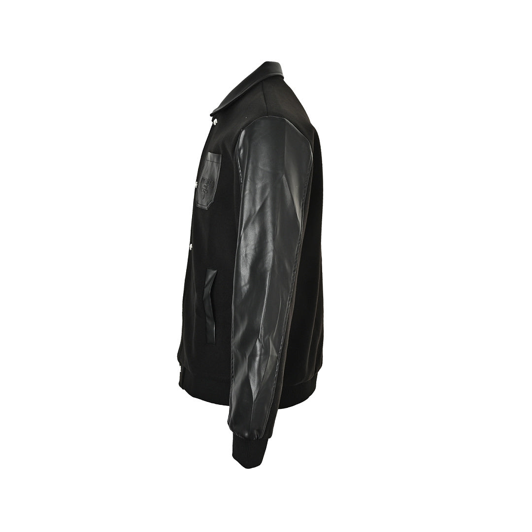 Prada Contrast-Panel Snap Jacket — Black