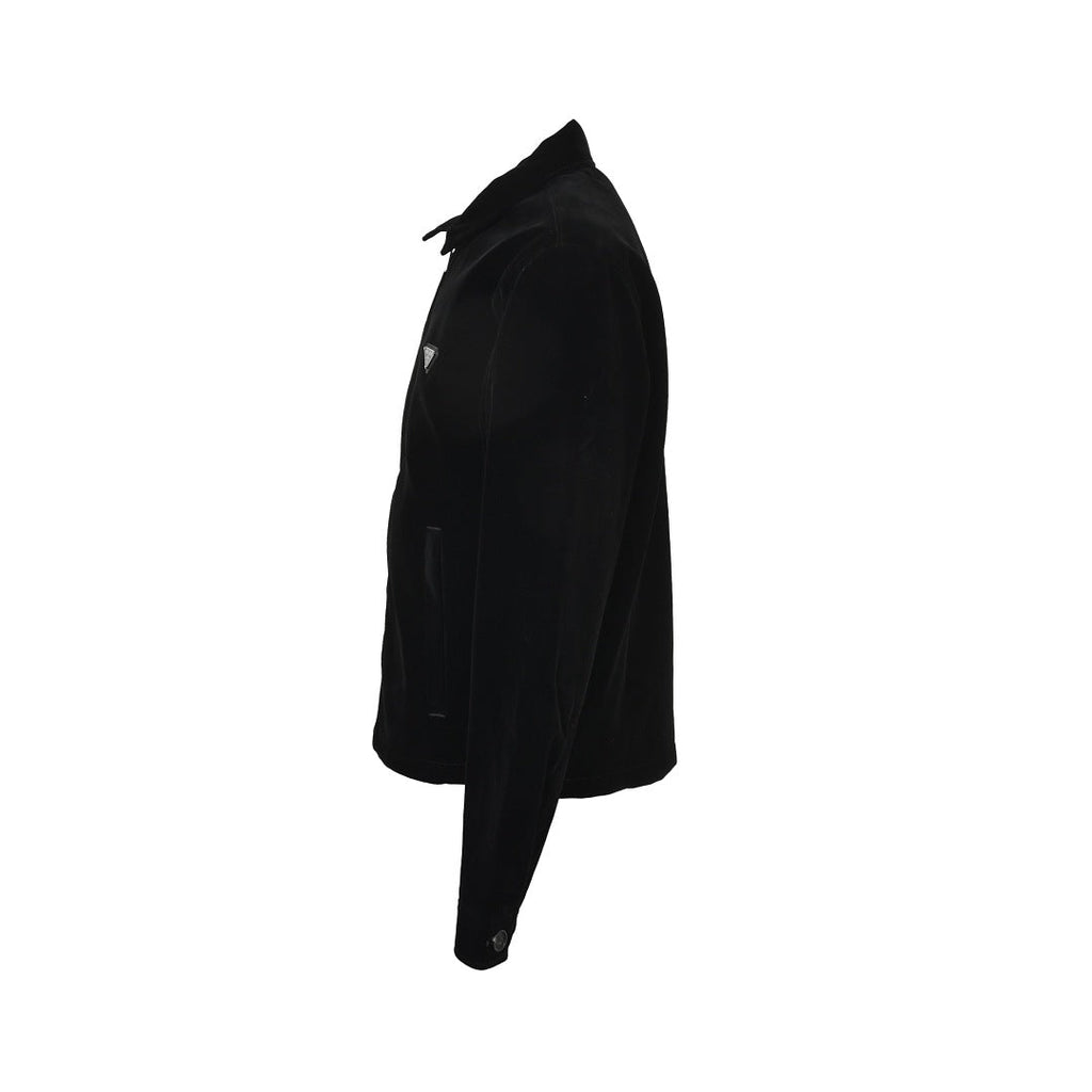 Prada Triangle Logo Stand-Collar Zip Jacket — Black