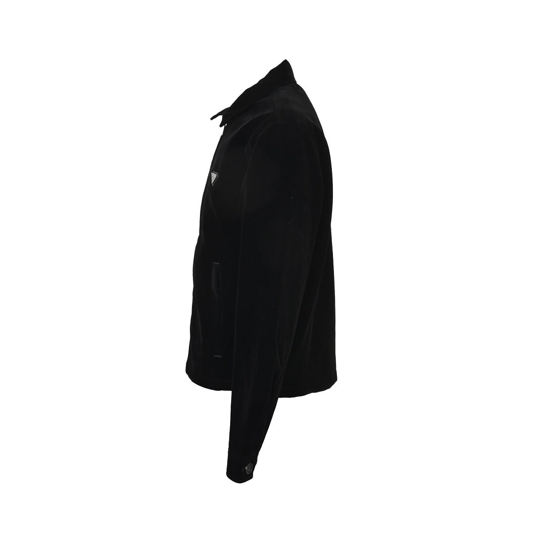 Prada Triangle Logo Stand-Collar Zip Jacket — Black