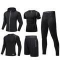 New Men's Fitness Apparel Quick-Drying Long-Sleeved Pants Tight-Fitting Elastic Sports Suit Five-piece set
