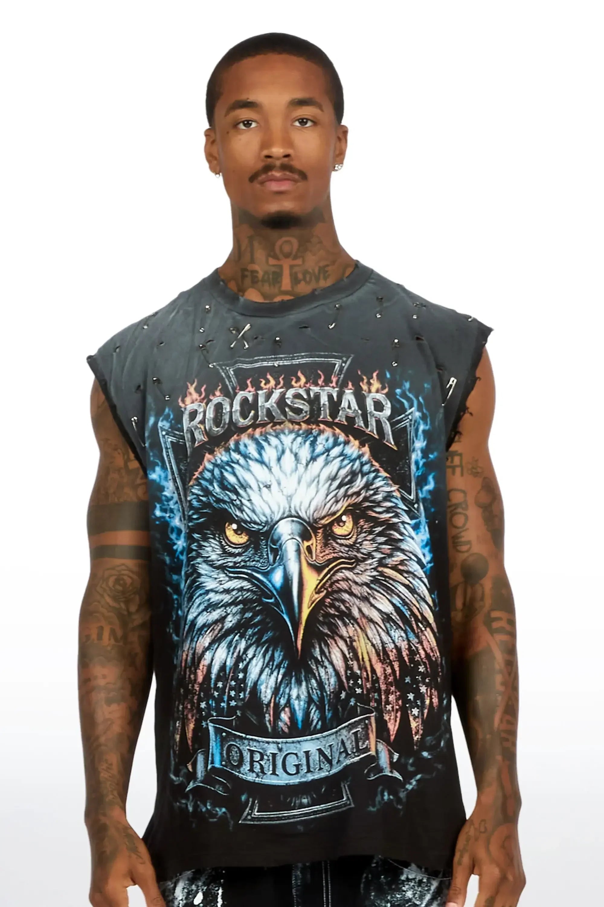 Elmore Black Oversized Cut Off T-Shirt - image 2