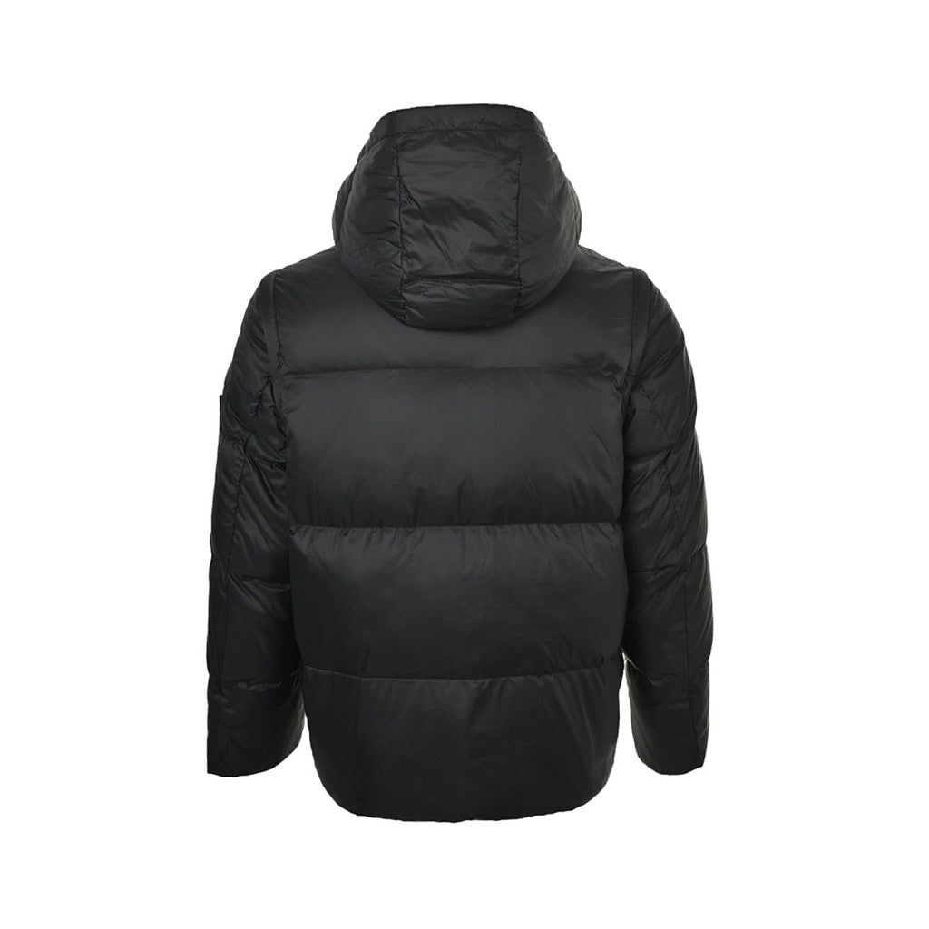 Fendi Hooded Down Jacket — Black, Yellow Logo Badge
