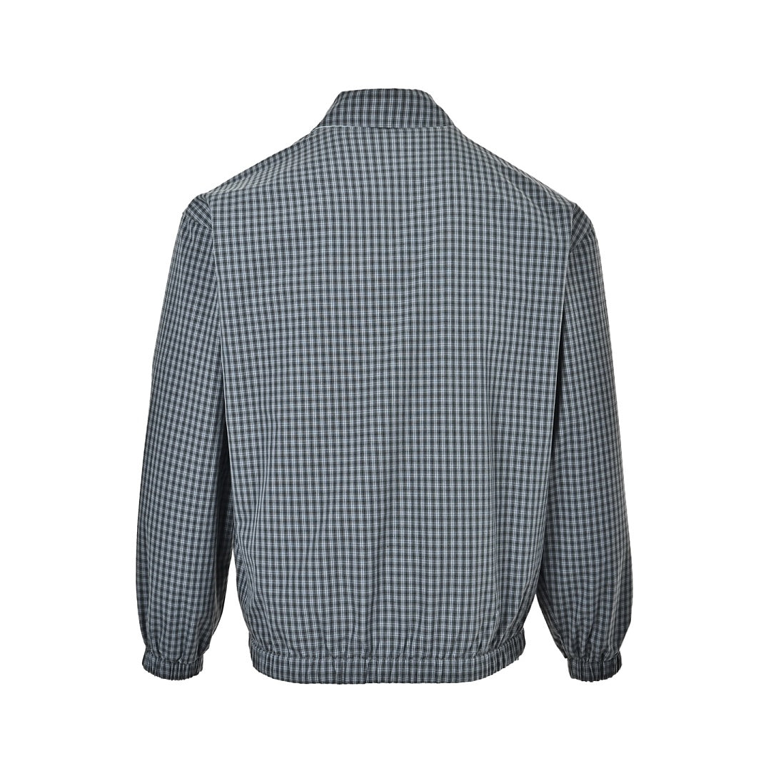 Prada Reversible Check Zip Jacket — Grey / Light Blue