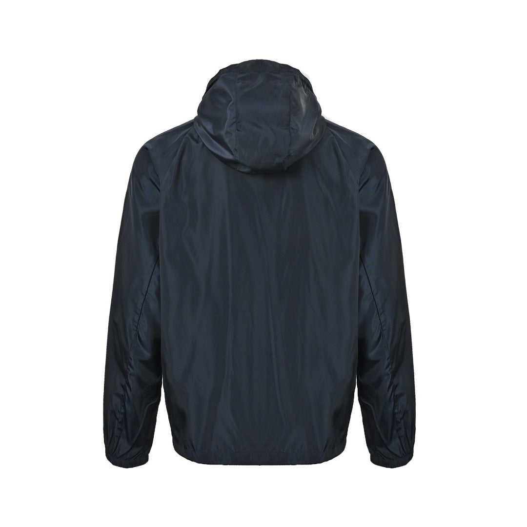 Prada Triangle Logo Hooded Zip Jacket — Black