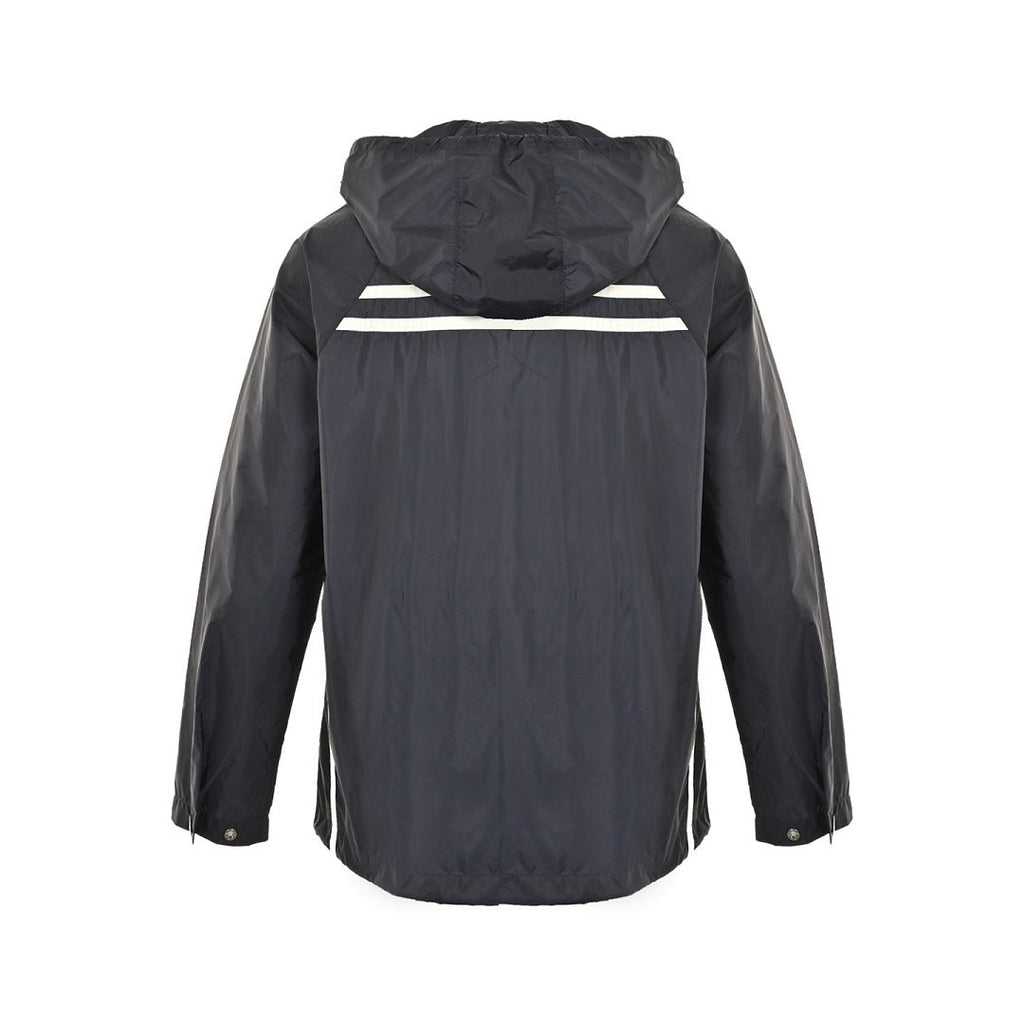 Prada Double-Stripe Hooded Zip Jacket — Black