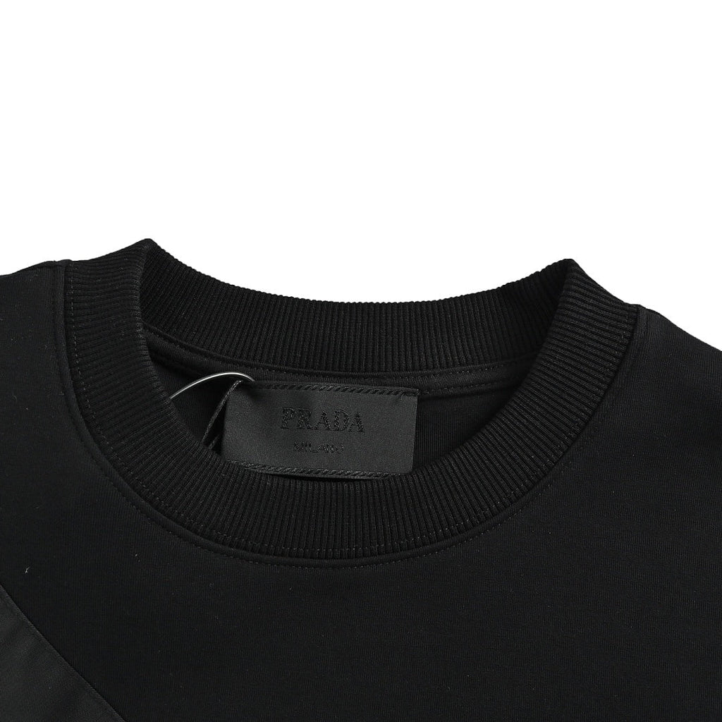 Prada Asymmetric Zip-Panel Sweatshirt — Black