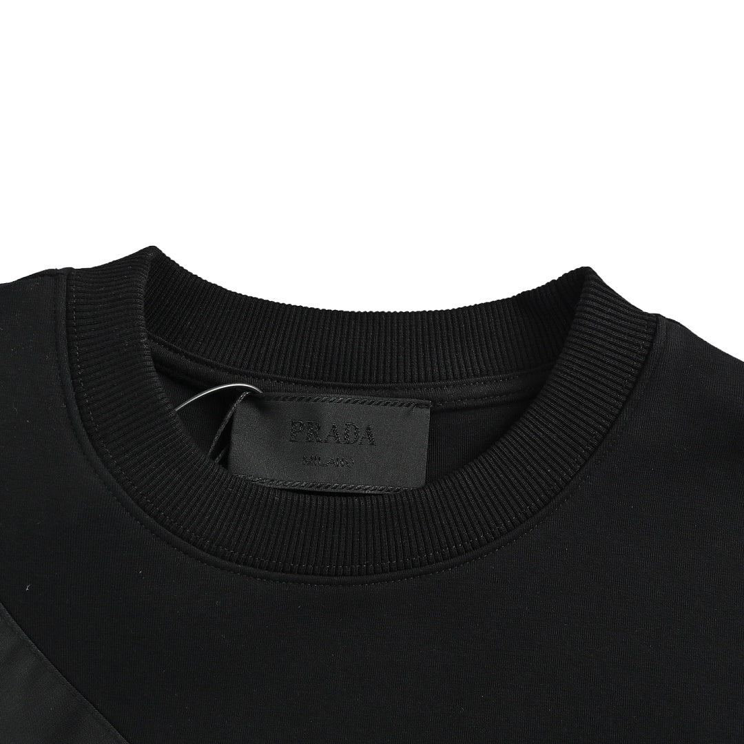 Prada Asymmetric Zip-Panel Sweatshirt — Black