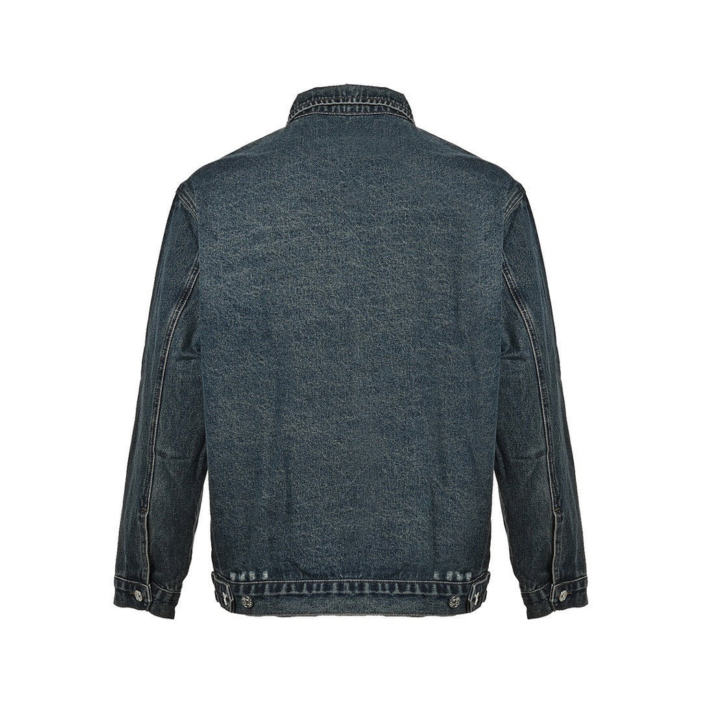 Prada Vintage-Wash Denim Zip Jacket — Charcoal Black