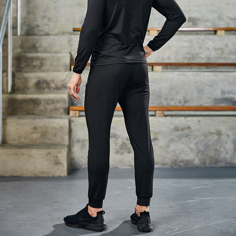 New Men's Fitness Apparel Quick-Drying Long-Sleeved Pants Tight-Fitting Elastic Sports Suit Two-piece Set