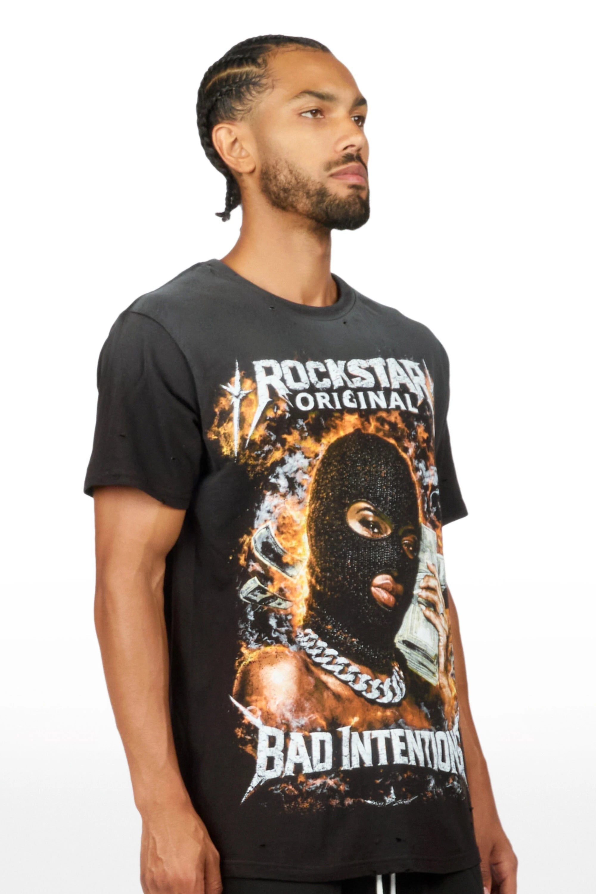 Zanja Black Oversized Graphic T-Shirt - image 4